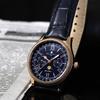 Salvatore Marra Men's Limited Edition Moon Phase Multi-Calendar Watch with 5 ATM Water Resistance, Leather Strap, Pink Gold and Blue SM24110-PGBL