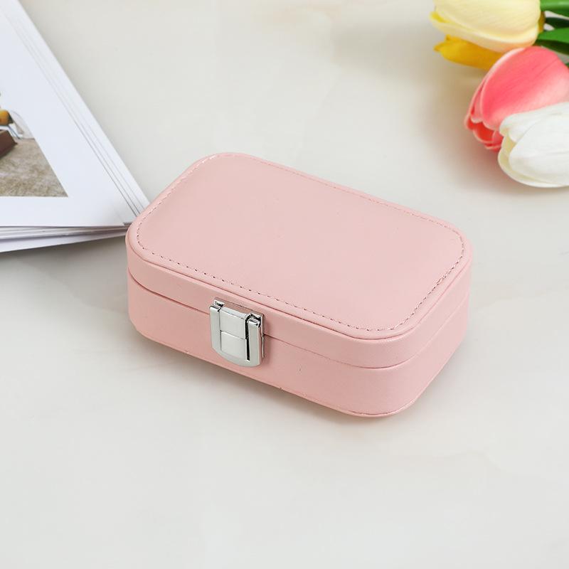 Pastel Double-layer Jewelry Storage Box for Earrings, Rings, and Necklaces - Portable PU Case