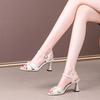 Temperament Open-toe One-word Sandals High Heels Sandals Thick Heel 2025 Summer New Fashion Versatile Elegant Women's Shoes