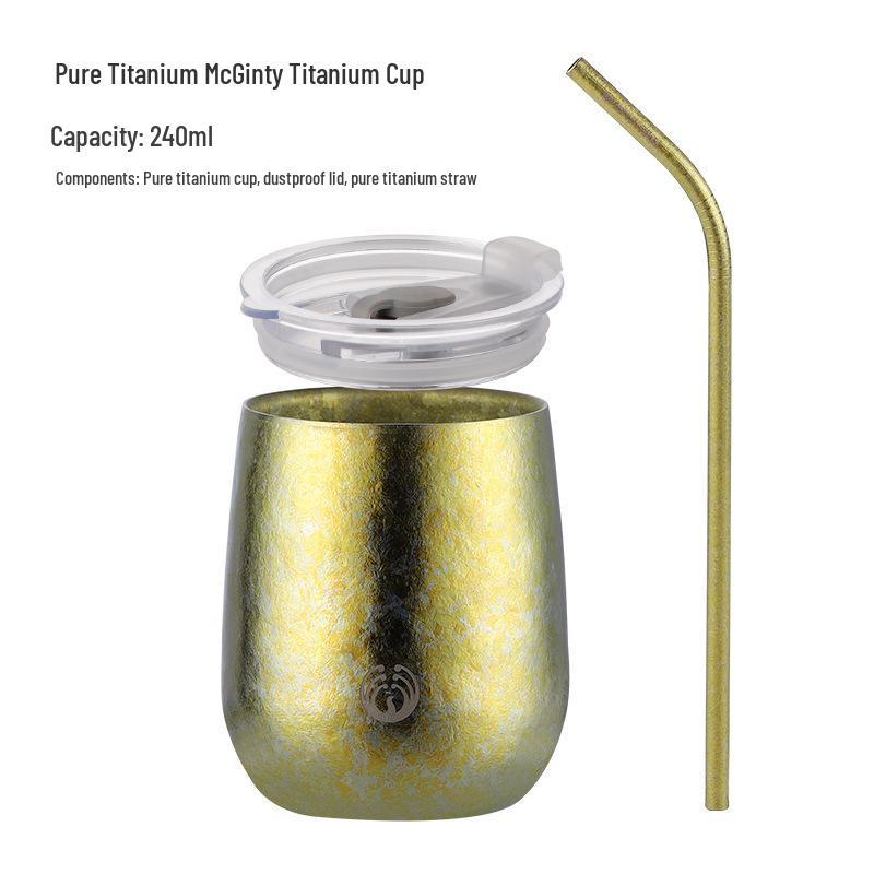 Pure Titanium Double-Layer Coffee Cup: Stylish, Portable, and High-Quality for Home or Outdoor Use.