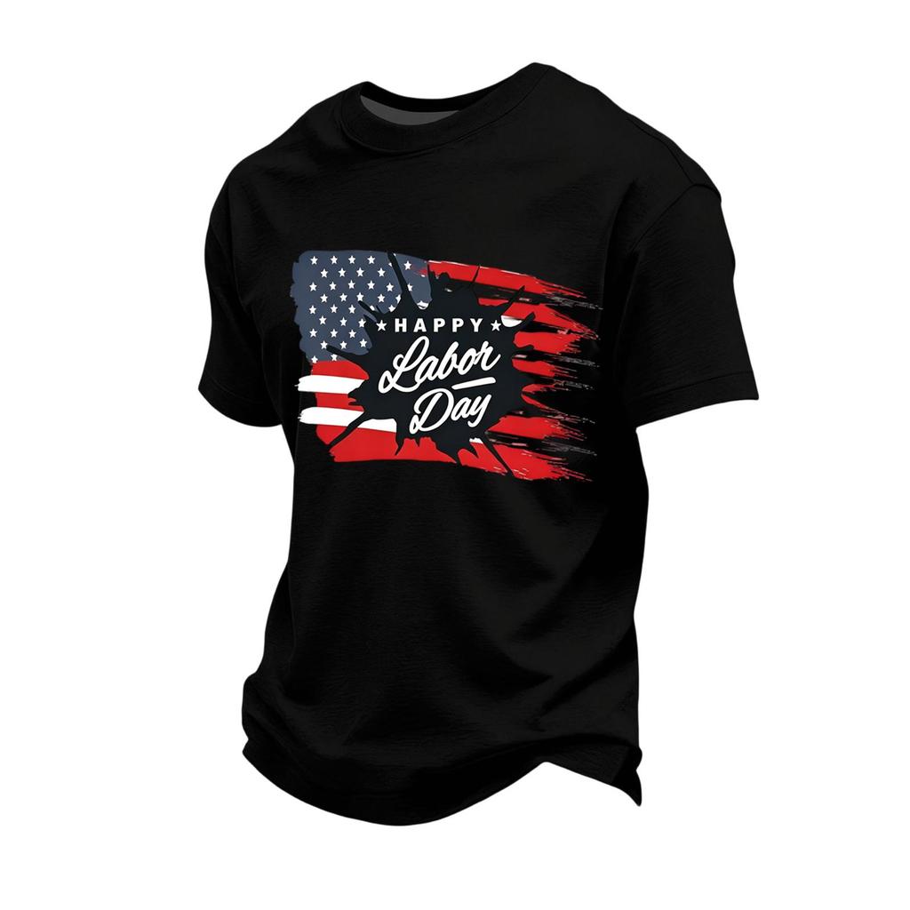 Men's Loose Fit Casual Short Sleeve T-Shirt Labor Day Print Crew Neck Soft Fabric Comfortable Top for Everyday Wear