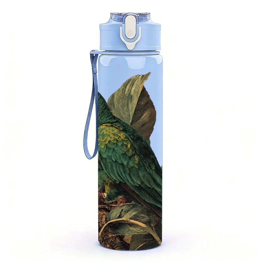 1PC Parrot Jungle Tropical Bird Pattern 750ml Color Plastic Sports Water Bottle Leakproof Flip Straw Lid Suitable for Sports Office Home Use