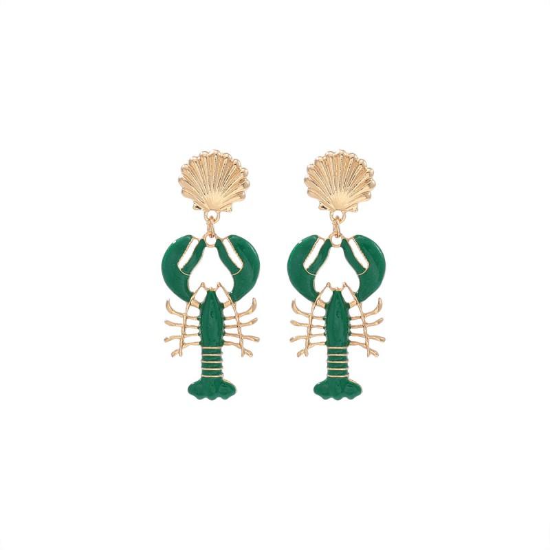Geometric Shell Lobster Pendant Earrings Women Zinc Alloy Drip Oil Finish Minimalist 2026 Fashion Jewelry