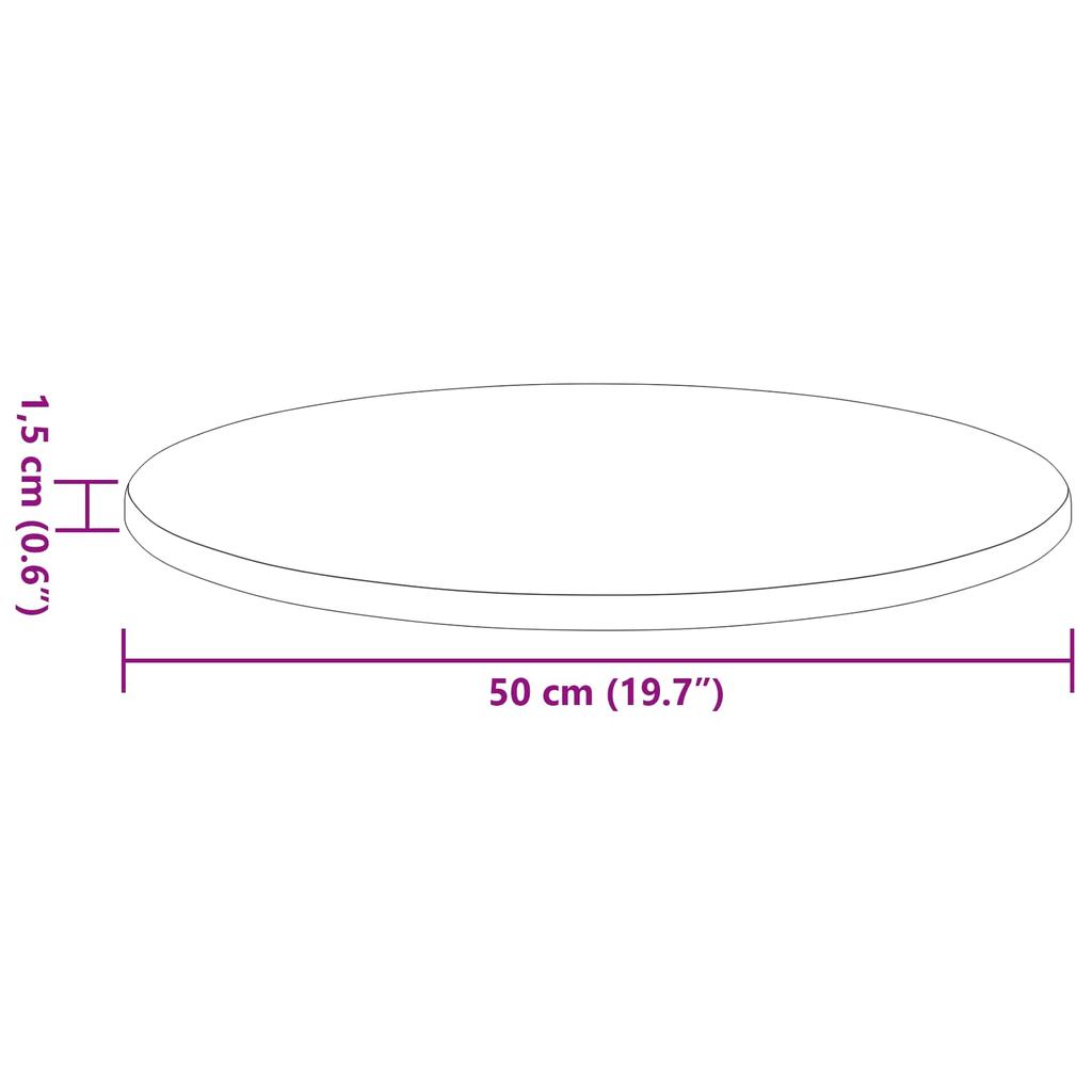 Table Top Ø 50 x 1.5 cm Round Engineered Wood Black