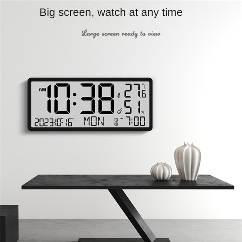 LCD Digital Alarm Clock With Temperature Sensor Desktop & Wall Mountable Manual & Automatic Display Adjustability Easy To Use -B