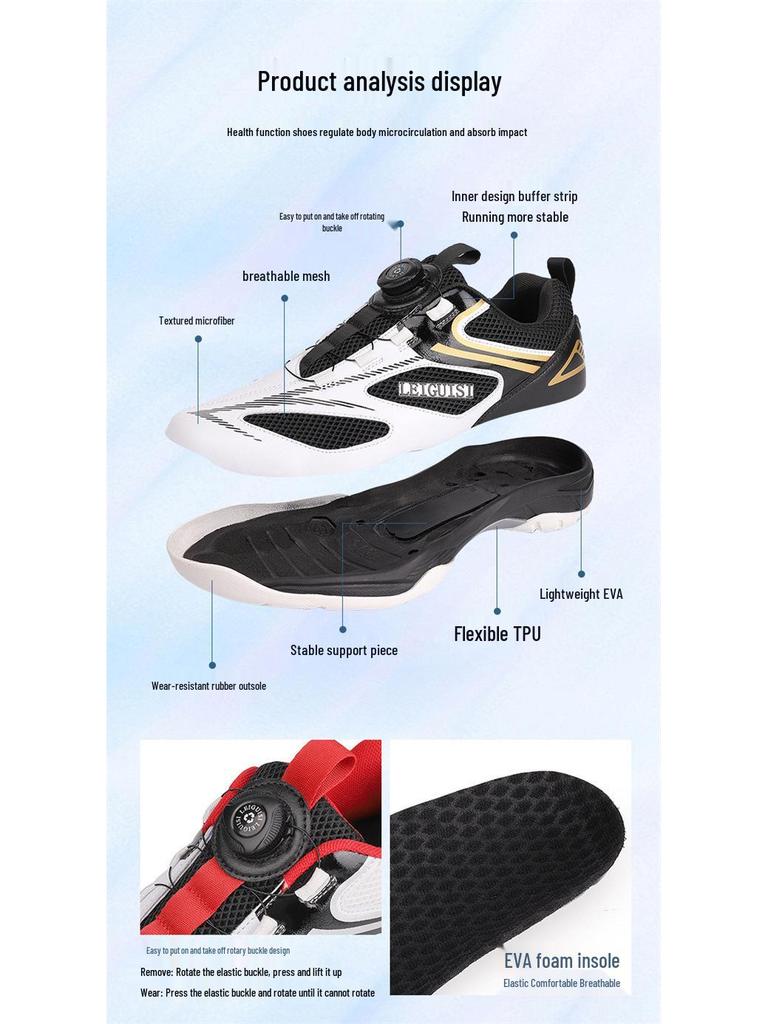 Plus Size 46 Breathable Rotating Buckle Badminton & Tennis Sneakers (No Laces)