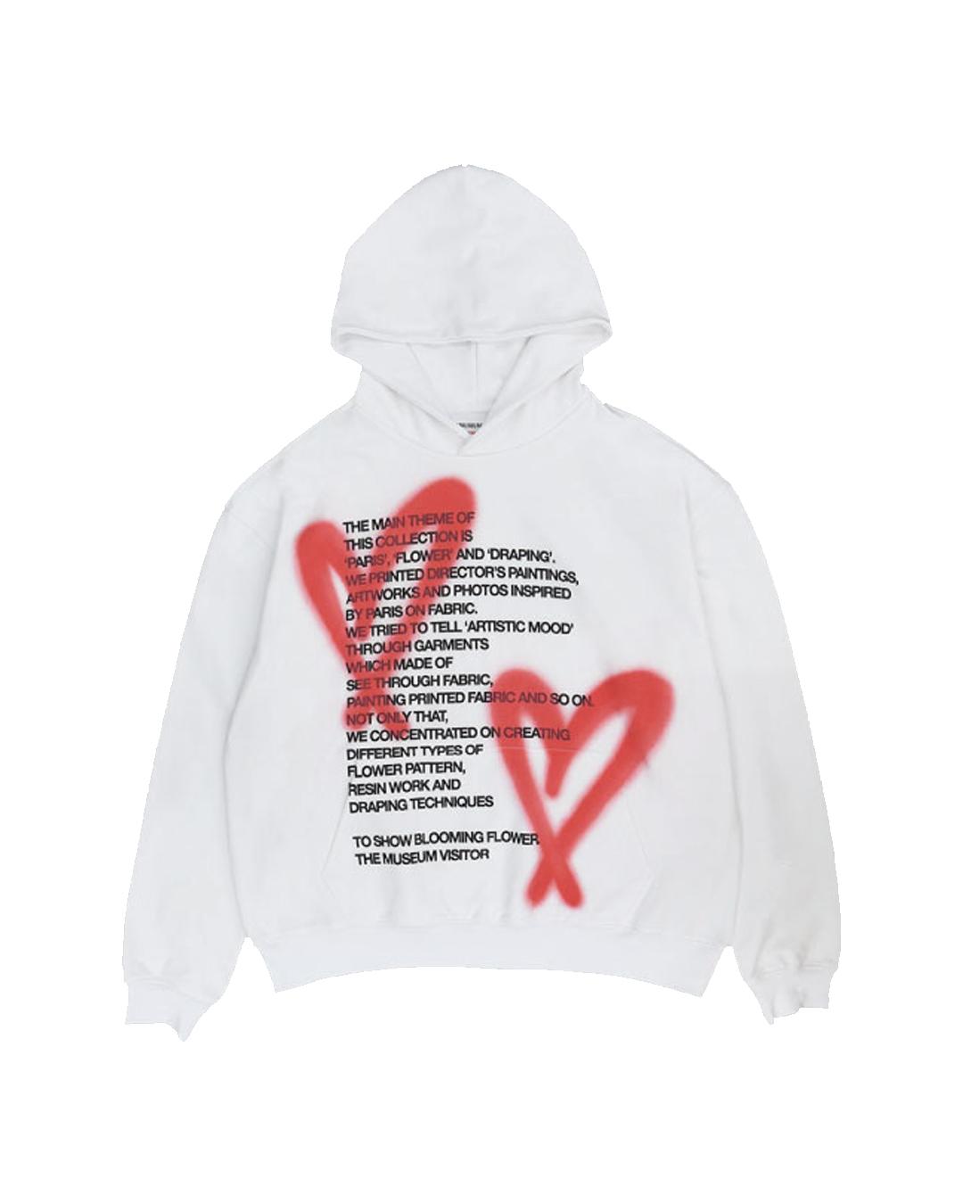 The Museum Visitor Heart Spray Printed Hoody (White) Xl