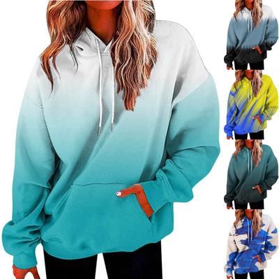 Moda damska Codzienny, wszechstronny, swobodny top z nadrukiem i dekoltem w kształcie litery V, z długim rękawem