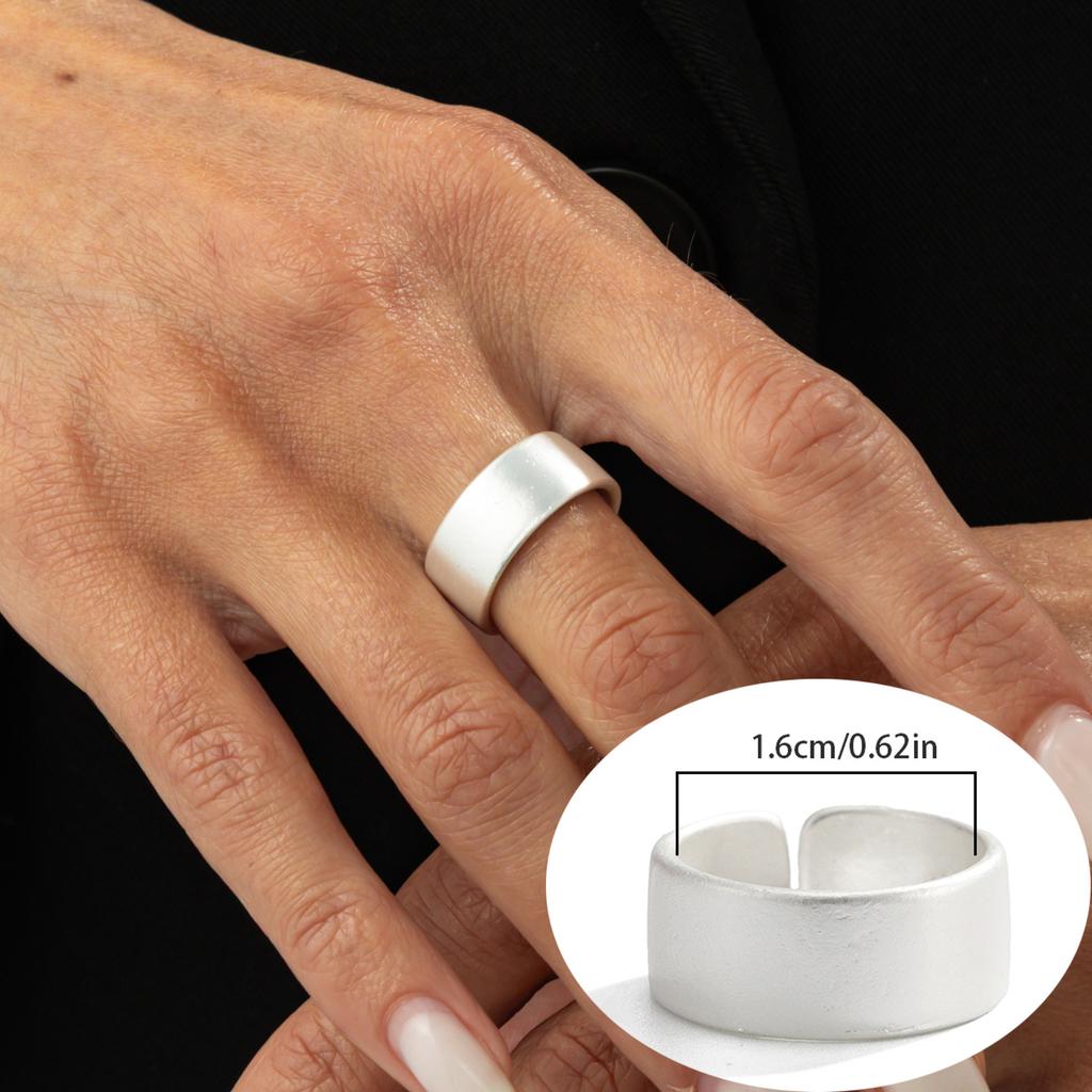 Matte Matte Love Wide Edge Ring Female, Metal Folded Matte Open Ring Index Finger Ring
