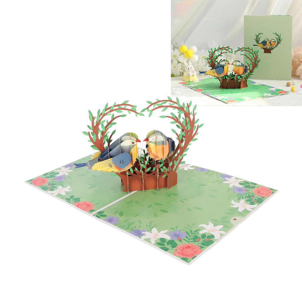 Lovebirds 3D Greeting Card Handcraft Repeatable Folding Exquisite Valentines Day Greeting Cards for