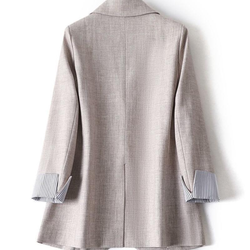 Ladies Spring Relaxing Notched Lapel Long-sleeved Sweatshirt Cardigan Suit Jacket