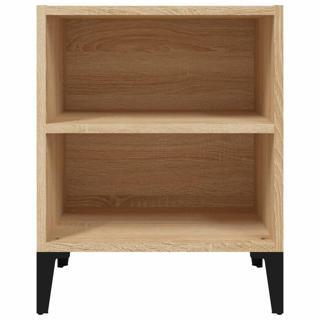 Nightstand with Metal Legs Sonoma Oak Finish 40 x 30 x 50 cm
