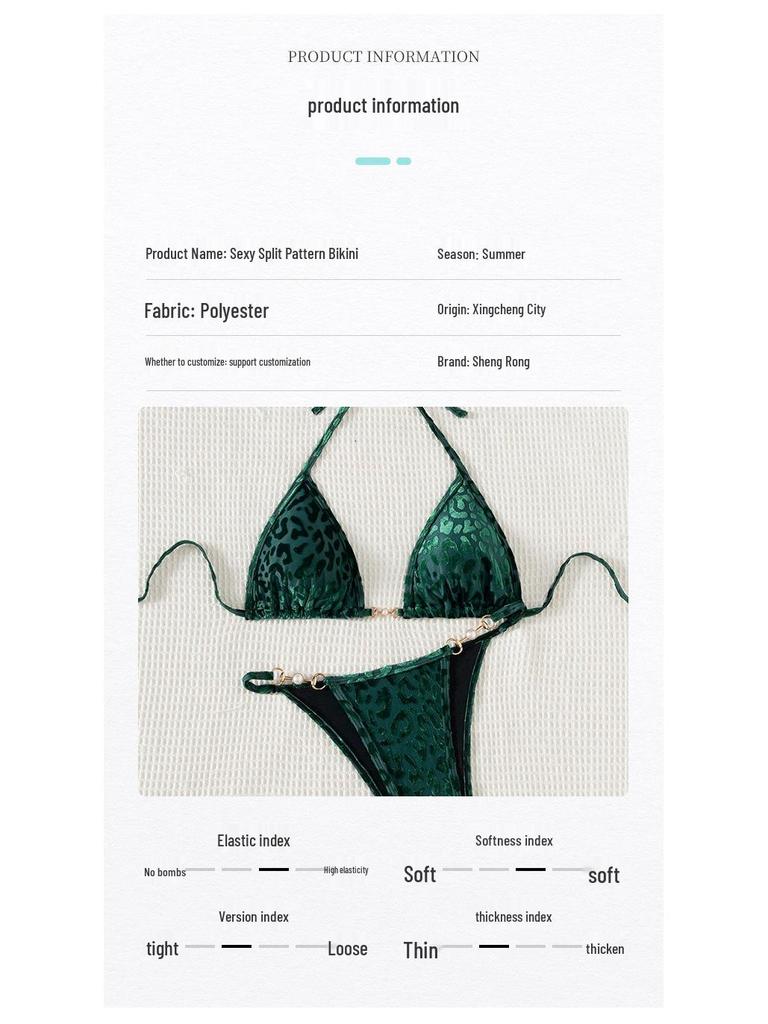 2025 European & American Split Bikini Swimsuit: Tie-Up Sexy Print Beachwear for Women