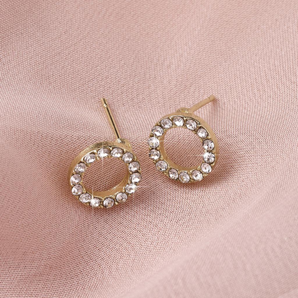 Minimalist Circle Stud Earrings with Embedded Crystals Lightweight Design Classic Style Suitable for Everyday Wear and Office Use Women Jewelry