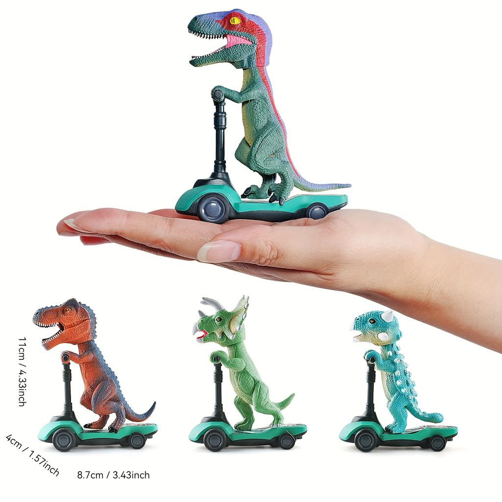 Trottinette à pédales dinosaure jouet mini voiture à rétrofriction vélo à impulsion au doigt jouet pour garçons 3 ans et plus coffret cadeau dinosaure pour enfants cadeau pour fête d'anniversaire d'enfants Noël