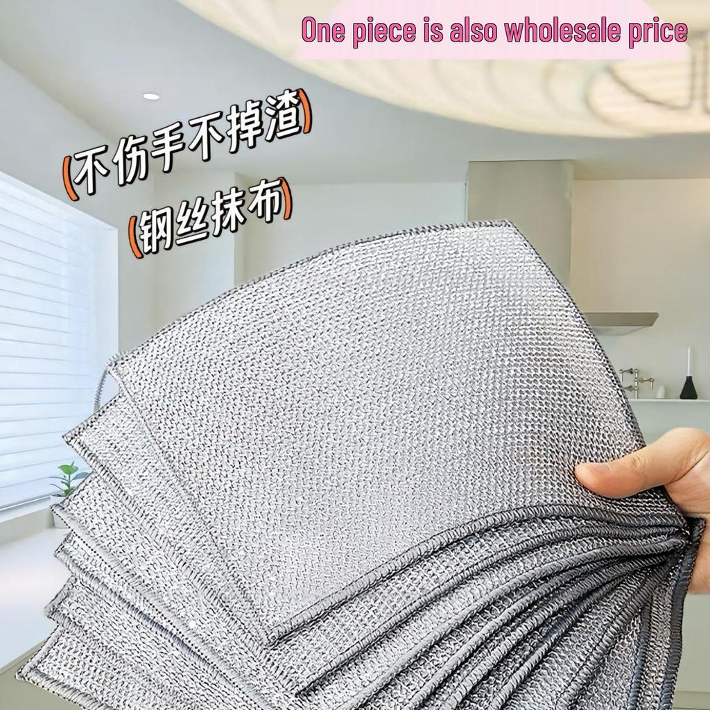 Silbernes Antihaft-Entfettungs-Stahldraht-Spültuch für die Küchenreinigung