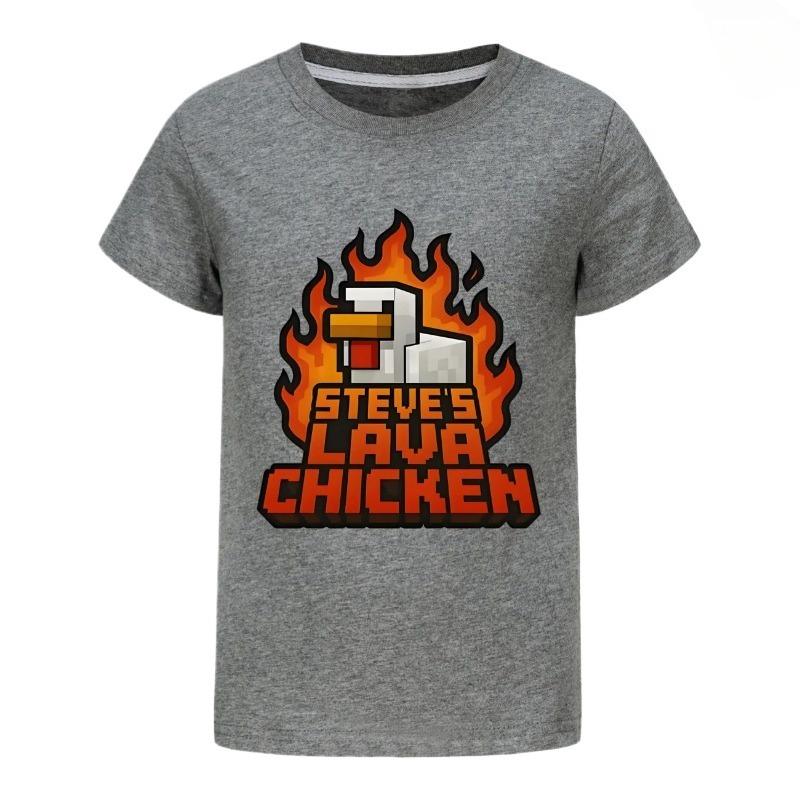 2025 Camisetas para Meninas Verão Roupas de Manga Curta Infantil Camiseta de Desenho Animado Steves Lava Frango Fantasia Roupa Infantil Manga Curta