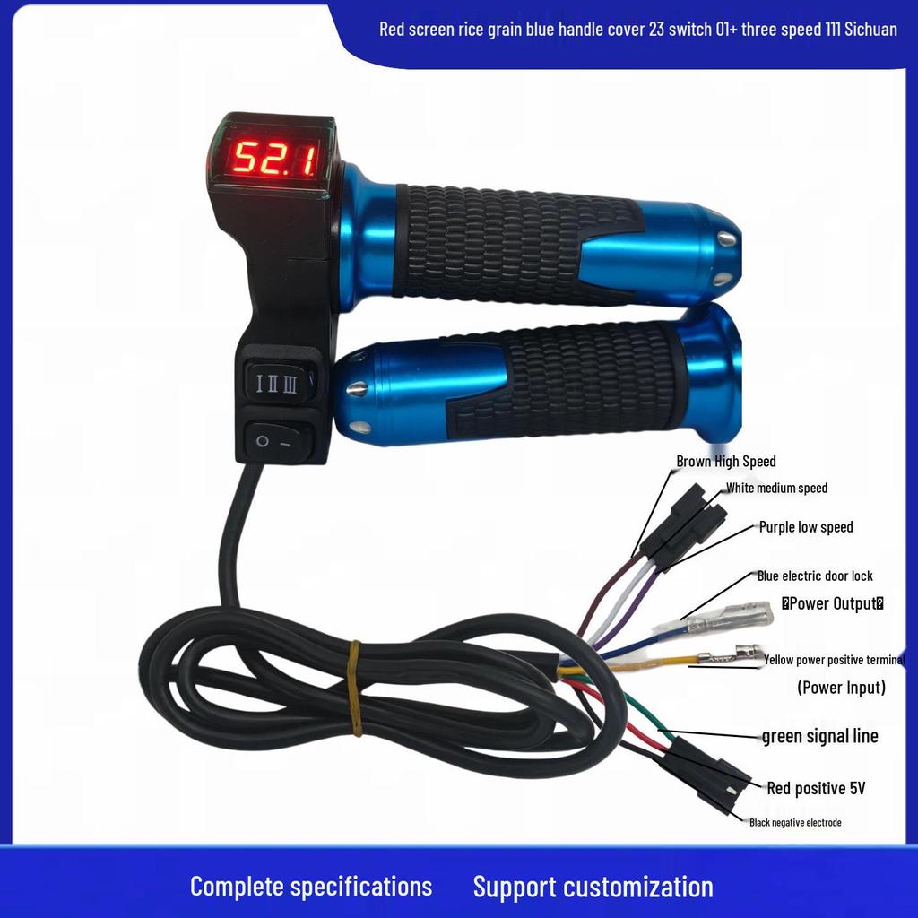 Red Screen 23-Switch Electric Vehicle Throttle Grip with Three-Speed Voltage Display