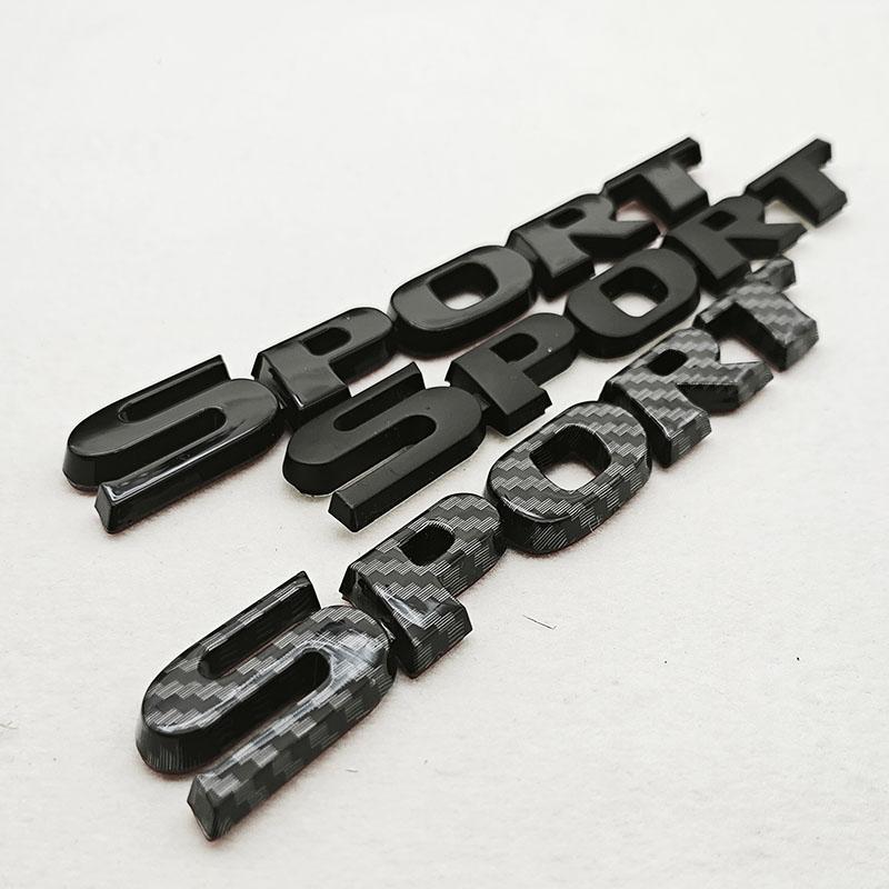 1pc 3D Chrome Black ABS Car Letters Logo SPORT Emblem Badge Sport Stickers Car Rear Trunk Accessories