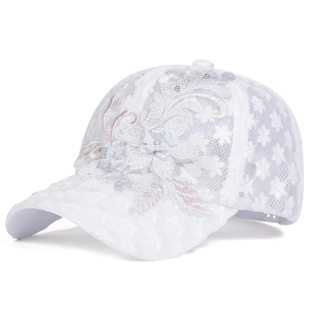 Unisex Lace Flower Embroidery Breathable Baseball Net Caps Spring And Summer Outdoor Adjustable Casual Hats Sunscreen Hat