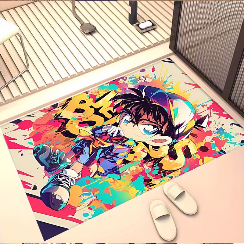 Detective Conan Print Rug, Washable Floor Carpet, For Entryway Dorm Laundry Room Office Study, Home Decor Birthday Christmas Gift