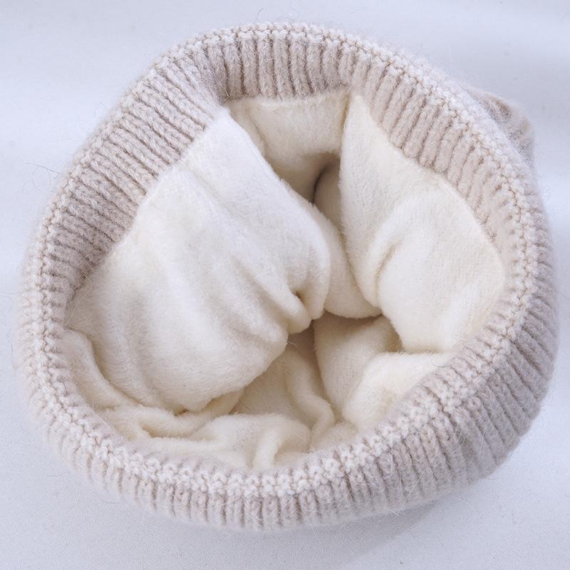 Knitted Winter Warm Womens Hat Hat Fleece Thickened Windproof Wool Hat