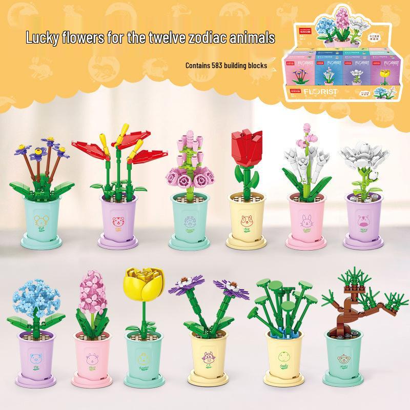 Eternal Flower Building Blocks - Compatible Lego Educational Toy for Kids, Office Decor, and Gifts