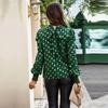 Women Loose Printed Blouses Long Sleeve Round Neck Commuting Autumn Winter