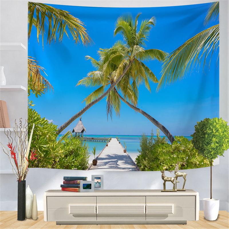Scenic landscape background fabric digitalprinted polyester tapestries living rooms bedrooms macrame wall hanging room decor