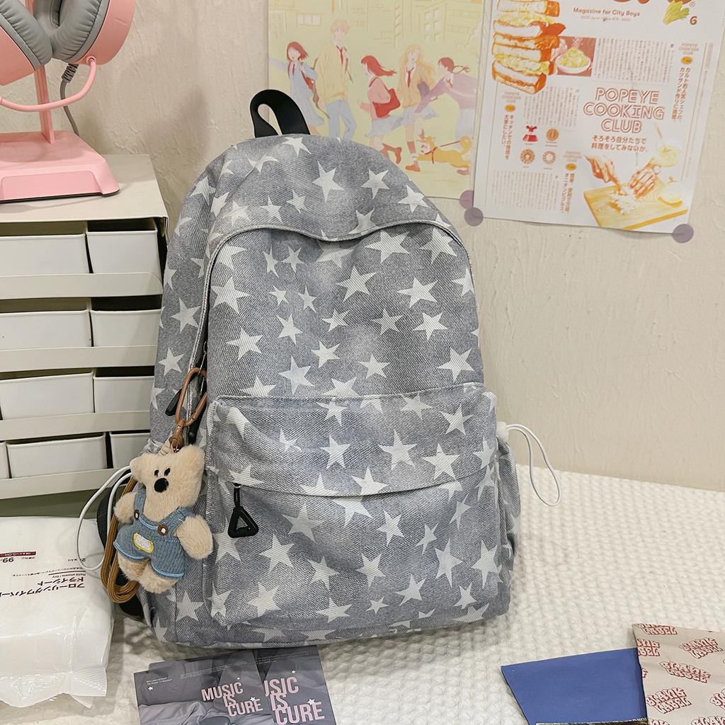 Schoolbag Japanese Ins Niche College Wind Star Schoolbag Female Student Korean Version Large Capacity Backpack Mori Simple Backpack