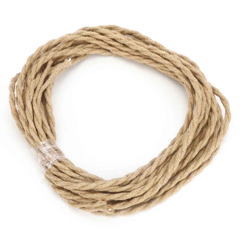 Vintage Lina Konopna Skręcona Para Przewód Elektryczny Kabel   Akcesoria do Lampy Żyrandolowej