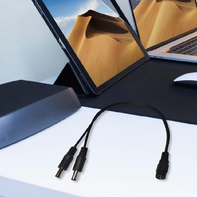 2 Way Power Distribution Cable, DC5.5x2.1mm  Adapter Power Splitter Cable for LED Lighting and Surveillances Gear