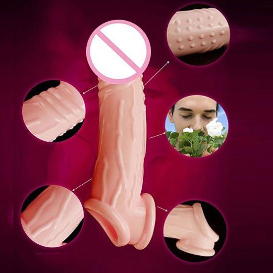 Masculino reutilizável pênis manga vibrador extensor alargamento atraso ejaculação brinquedo sexual