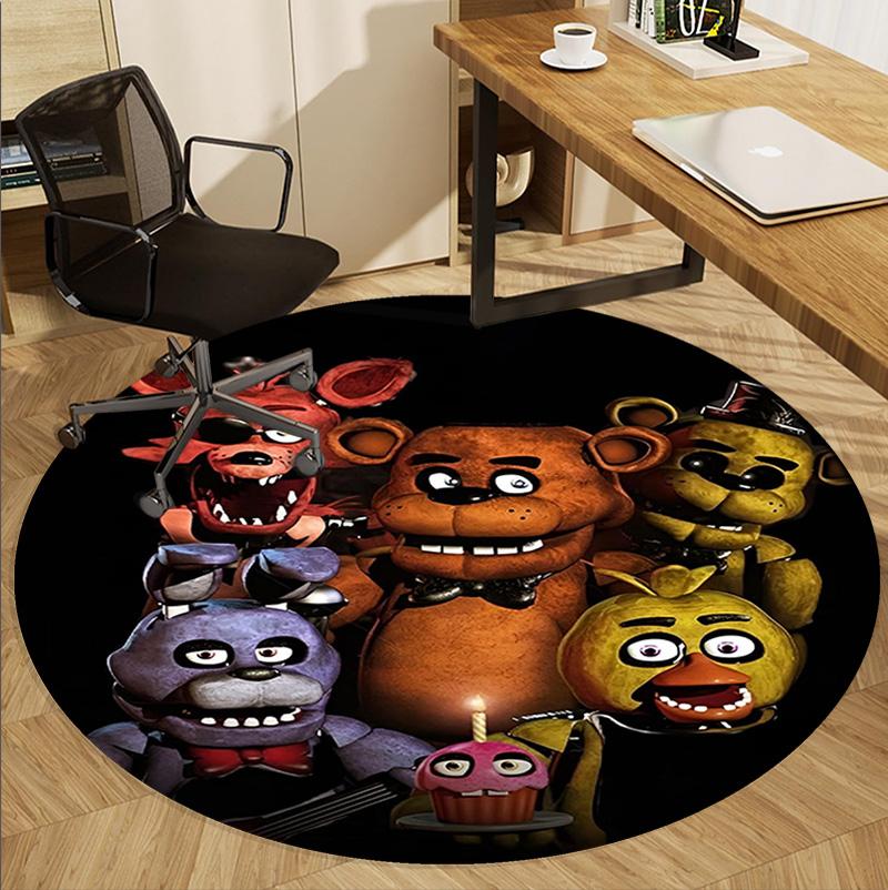 Five Nights at Freddy's Pattern Round Rug, Indoor/Outdoor Mat, for Picnic, Gameroom, Bedroom, Office, Living Room, Home Decor Carpet, Birthday Gift