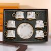 Classic European Style Ceramic Coffee Cup, Gold-plated Ceramic Cup, Trendy Coffee Cup, 6 Cups, 6 Plates Gift Box Set
