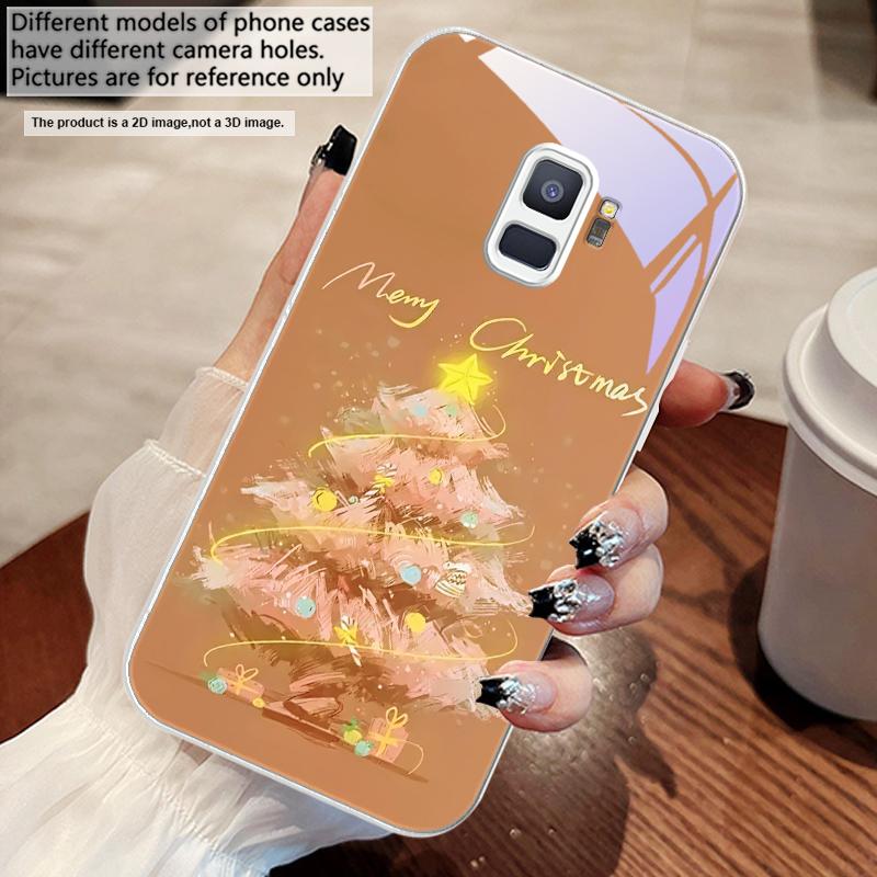 Albero di Natale Decorato Per Samsung S25 S25 Edge S25Ultra S8 9 S10 20 U ltra S21 Pro 22 Plus S23 FE S24 Ultra Custodia in Vetro per Telefono