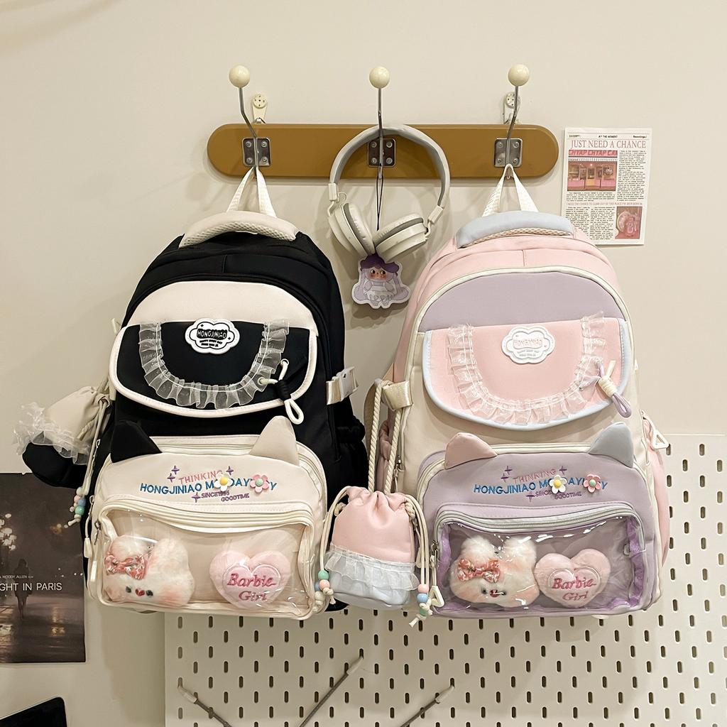 School Bag New Women's School Bag Cute Trendy Fashion Backpack College Style Junior High School Student School Bag