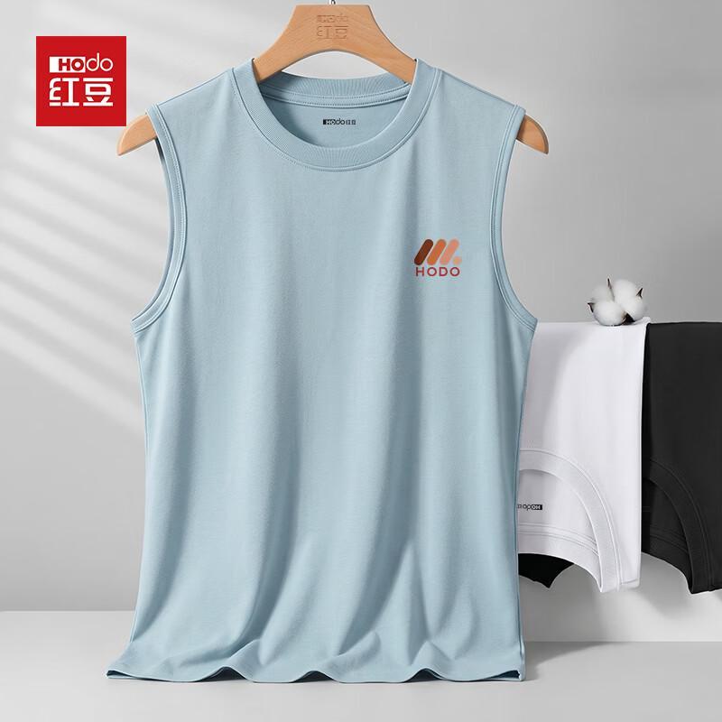 Hodo Men s Heavyweight Cotton Round Neck Tank Top L светло-синий