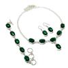 Chrome Diopside Oval Gemstone Solitaire Jewelry Set Necklace Bracelet Earrings