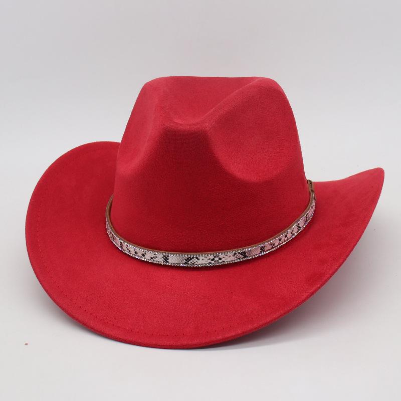 White Leather Textured Tibetan Woolen Hat Men'S And Women'S Wide-Brimmed American Top Hat Western Cowboy Hat Jackson Jazz Hat