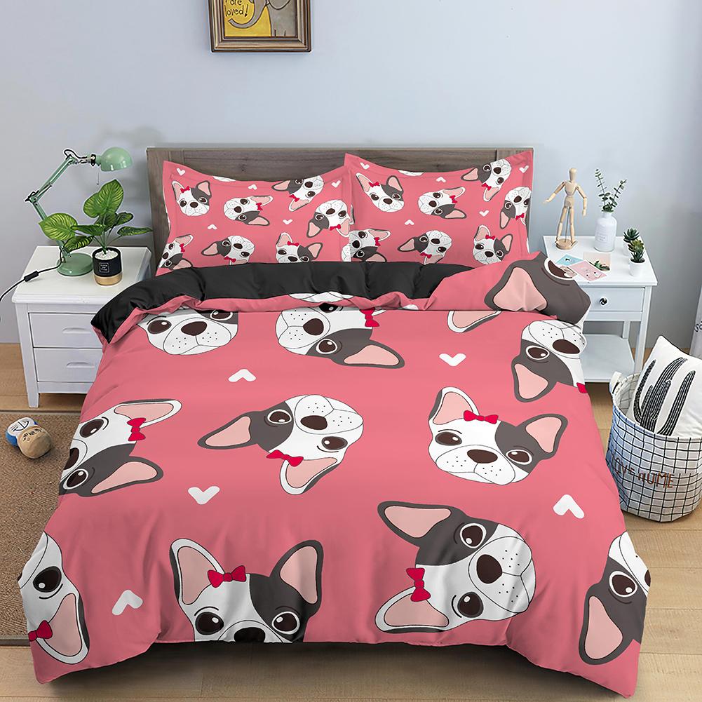 Cartoon Dog Duvet Cover King Queen Funny Pet Puppy Head Printed Bedding Set For Kids Teens Adults Animals Polyester Quilt Cover