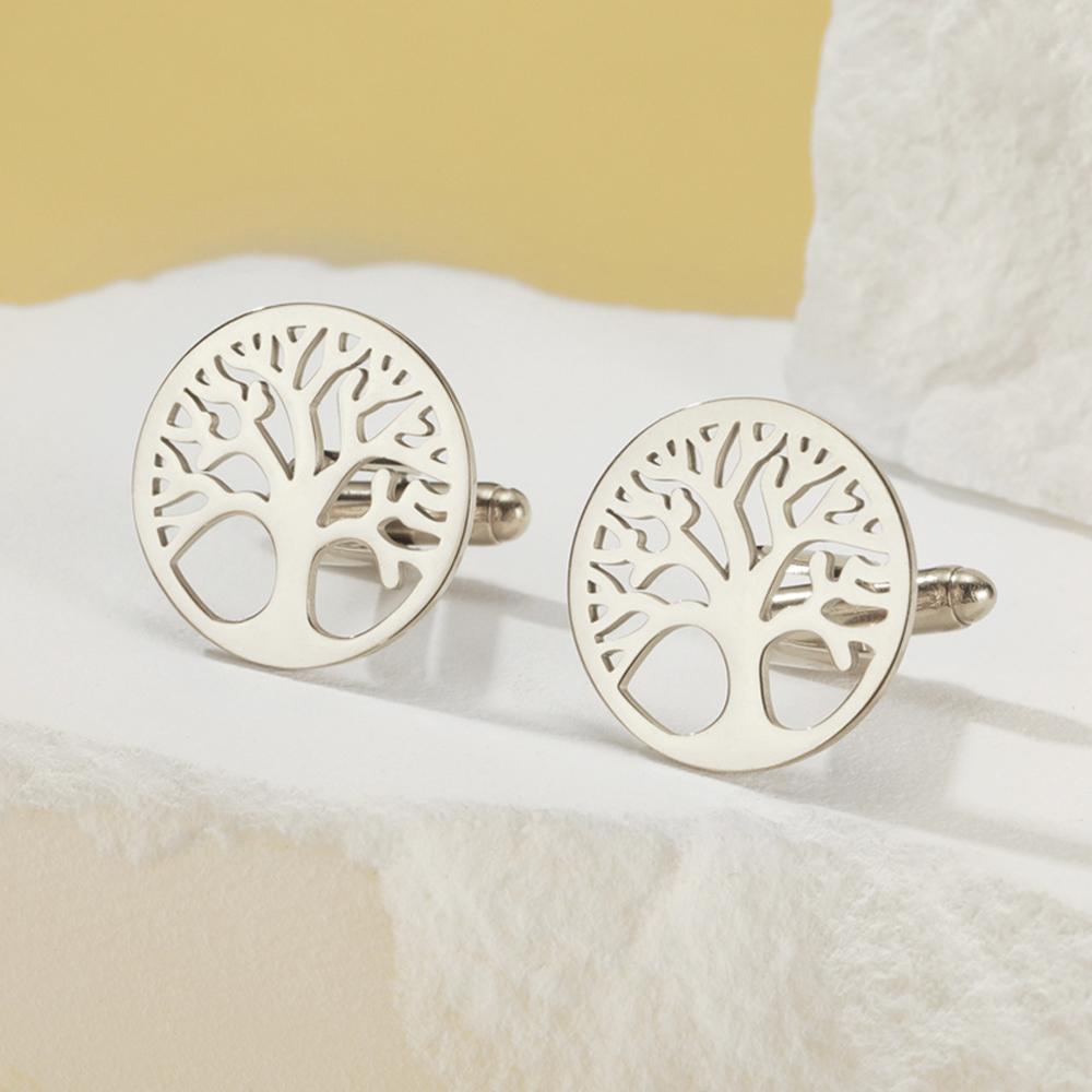 

My Shape Men s Cufflinks Tree of Life Cuff Links Family Tree Round Cufflinks Business Wedding Suit Shirt Stainless Steel Jewelry