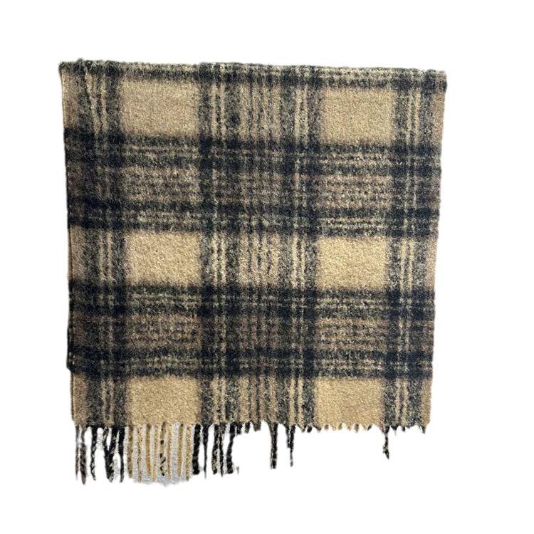 Karierter Schal Damen Winter Verdickt Mohair Imitation Kaschmir Warmer Schal Stola Europäisch und Amerikanisch Vielseitig