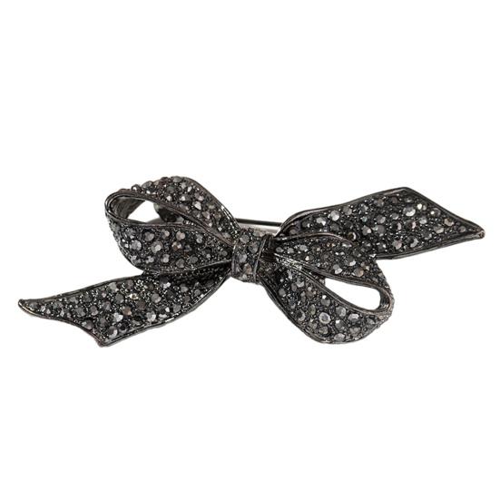 Retro Bow Brooch Rhinestone Black Faux Pearl Flower Brooch Pin Bow Lapel Pin Women Outfit Accessory for Sweaters Hats Coats