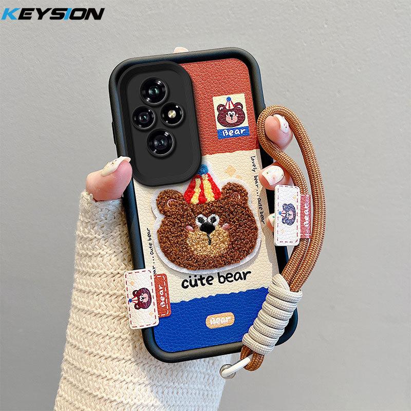 

KEYSION Мультяшный Милый Плюшевый Вышитый Чехол для HONOR 200 Pro 5G со Шнурком Противоударный Чехол для Телефона для Huawei Hoonor 200 Pro for Honor 200 Pro 5G