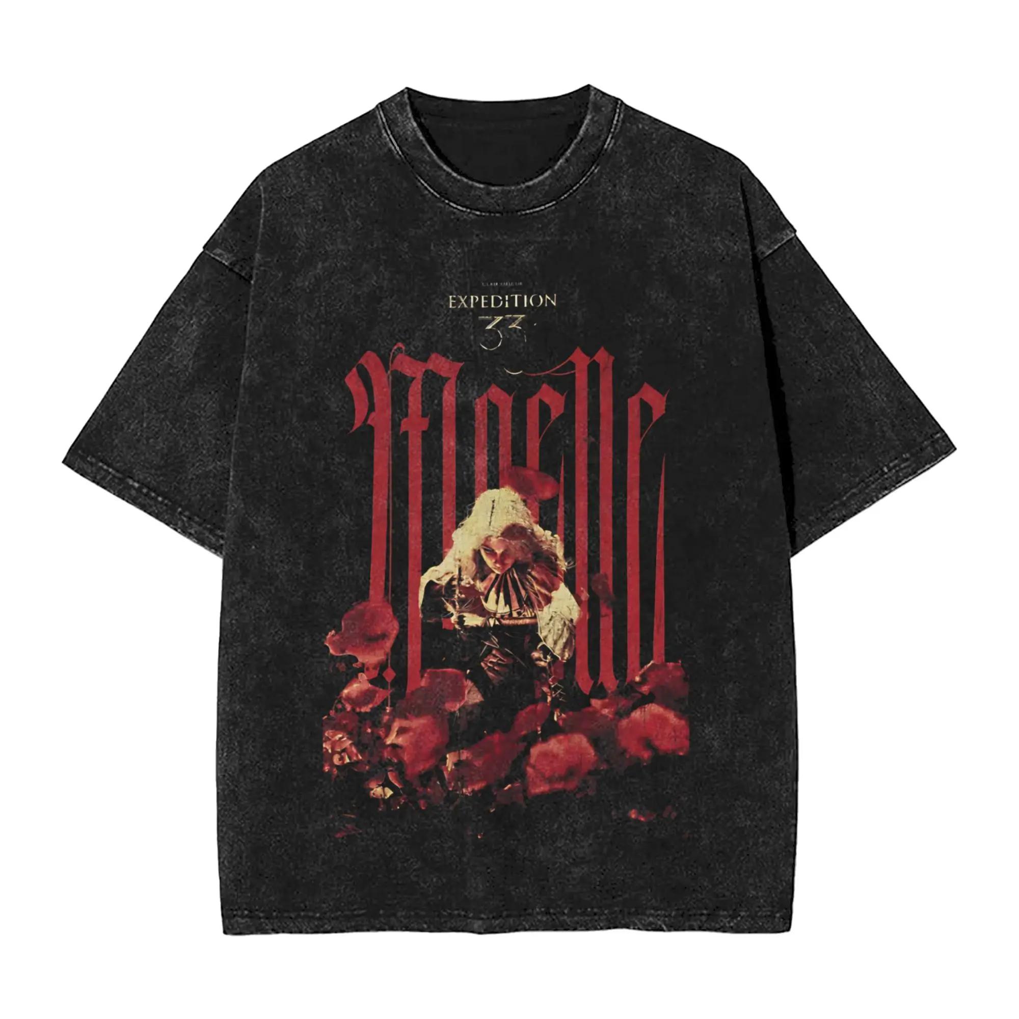 

Mens T-Shirt Maelle Fanart Rapier Duelist Expedition 33 Silver Hair Fire Roots Washed Women T-Shirts Leisure Summer Tees Clothes S