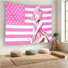 Anime Pink Hair Girl American Flag Tapestry Wall Hanging Cute Lollipop Character Poster Decorative Blanket Bedroom Living Room H