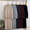 Semi-turtleneck Knitted Sweater Wide-leg Pants Set Women's Solid Color Lazy Wind Large Size Loose Sweater Women's Two-piece Set
