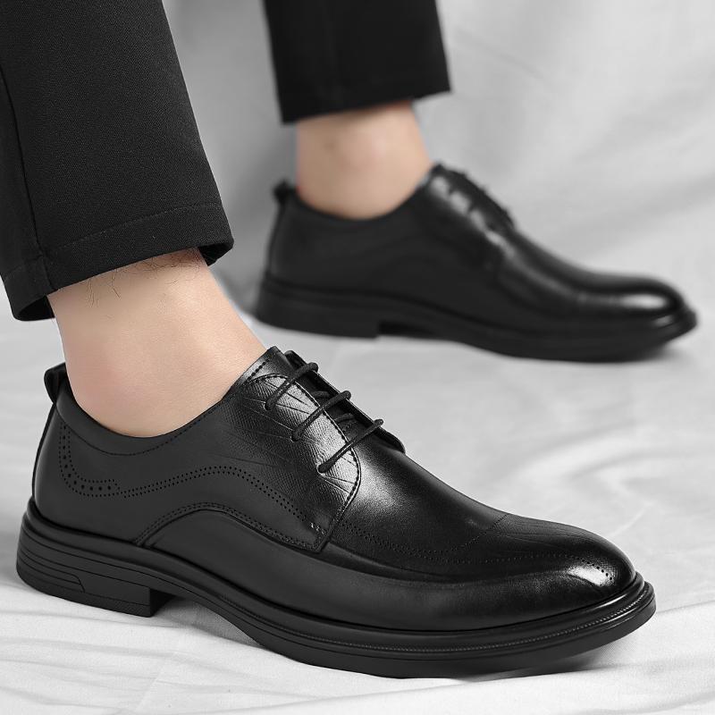 Men's leather Round toe shoes Retro minimalist British style Dress up party grooms wedding High quality shoes New versatile