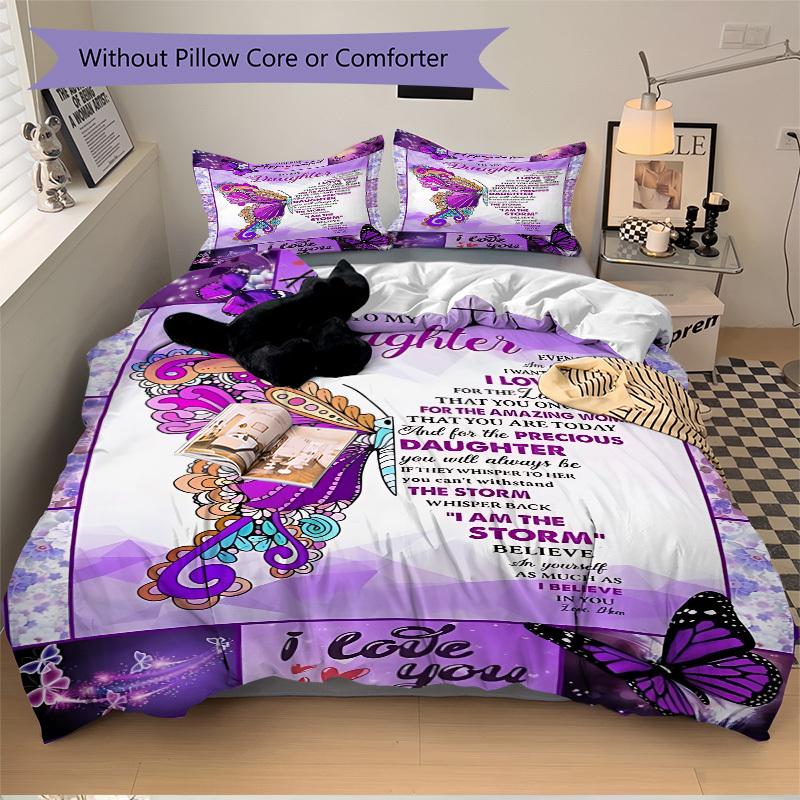 3pcs Daughter Appreciation Quote Duvet Cover Set - Includes 1 Duvet Cover and 2 Pillowcases, No Quilt Core, All-Season Home Decor yy251111003